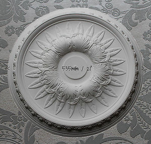 Plaster Ceiling Rose Traditional, Leaf Center, Egg And Dart Detail  535 mm / 21"