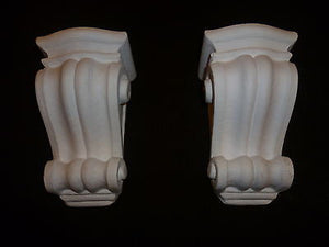 X2 Small Hand Made Scroll  Plaster Corbels 135mm x 80mm x 72mm