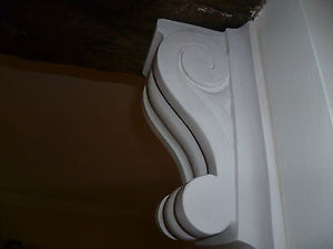 X2 Large Hand Made Scroll  Plaster Corbels 250mm x 146mm x 107mm