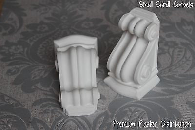 X2 Small Hand Made Scroll  Plaster Corbels 135mm x 80mm x 72mm