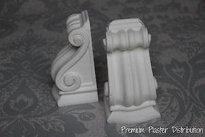 X2 Small Hand Made Scroll  Plaster Corbels 135mm x 80mm x 72mm