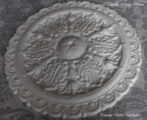 Plaster Ceiling Rose Grand Victorian Design 495mm / 20" Handmade UK Inc Adhesive & Fixing Kit