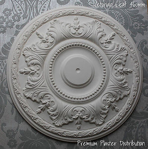 Plaster Ceiling Rose Victorian Floral Leaf 460 mm / 18" Hand Made Plasterware