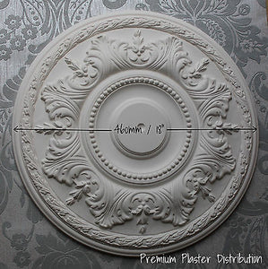 Plaster Ceiling Rose Victorian Floral Leaf 460 mm / 18" Hand Made Plasterware