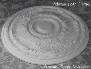 Plaster Ceiling Rose Victorian Floral Leaf 530 mm / 20.86" Hand Made Plasterware