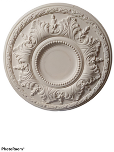 x2 Bespoke Ceiling Rose Victorian Floral Leaf 460 mm / 18" (155mm center) Hand Made Plasterware